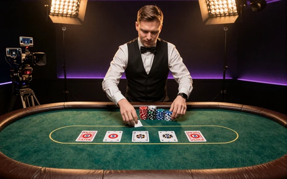 Live Poker Casino Hold'em Tisch mit Dealer bei Yep Casino